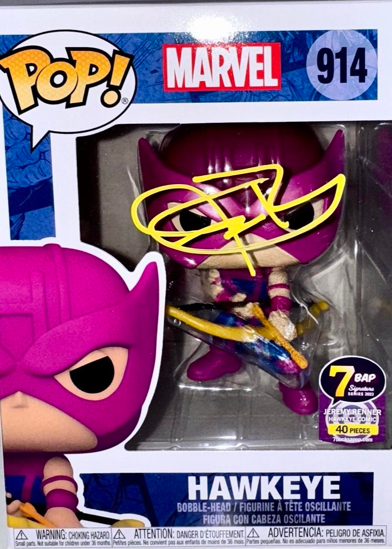 Jeremy Renner Signed Funko Pop #914 "Hawkeye" Marvel - JSA COA